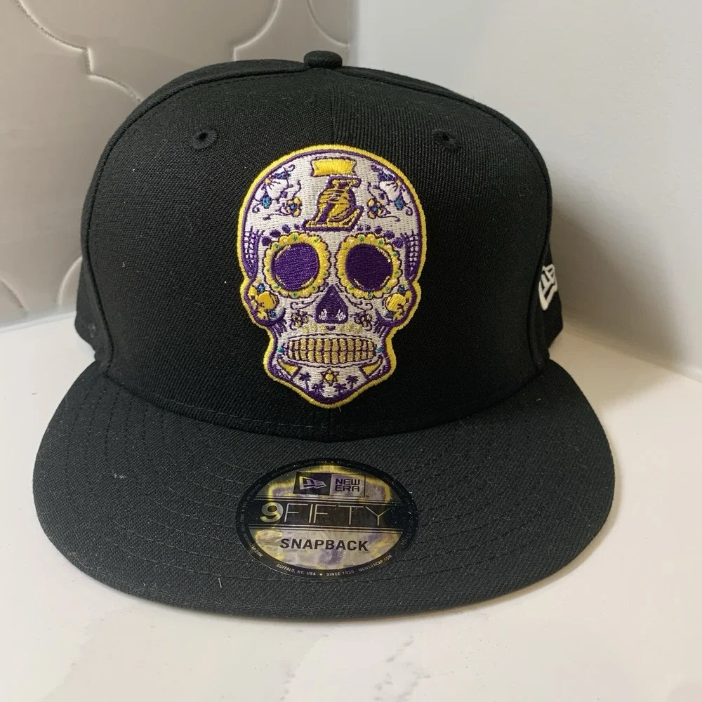 Los Angeles Lakers New Era 9FIFTY Black Sugar Skull Day of the Dead Hat OSFM